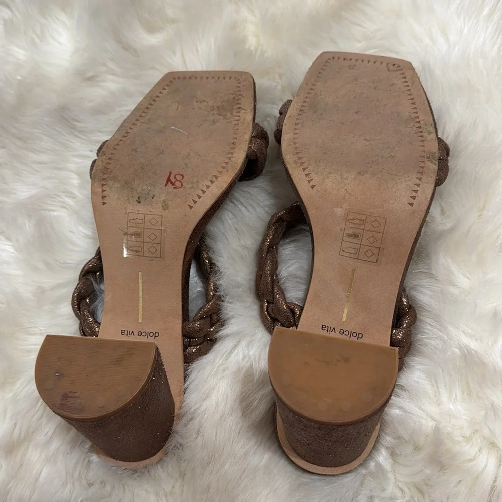 DOLCE VITA Paily Heels sz 8.5‎ 8 1/2 Copper Brown Shimmer Metallic Sandals Shoes